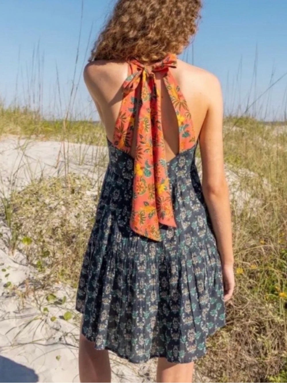 Natural Life Halle Floral Halter Tiered Mini Dress